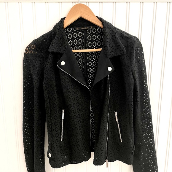 Zara Black lace biker jacket. Excellent condition - Picture 2 of 4